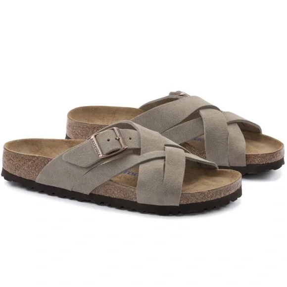 Birkenstock Lugano Suede Woven Sandals Slides Slip On Open Toe 8 - Picture 1 of 7